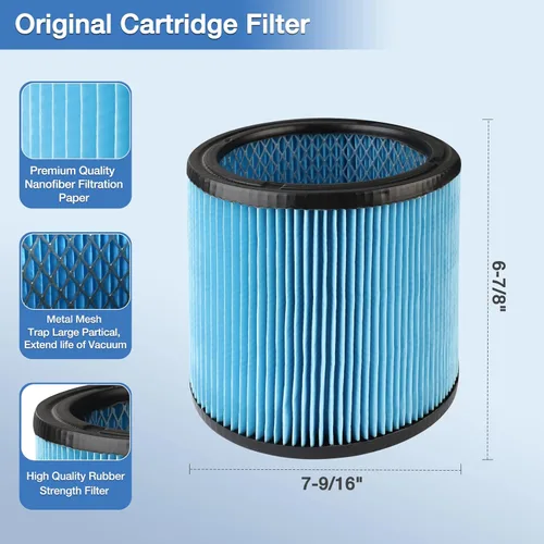 Miniatura 3 de Shop-Vac Filtro de cartucho de alto rendimiento 90350/90304/90344, se adapta a la mayoría de aspiradoras Shop-Vac en húmedo/seco de 5 a 16 galones