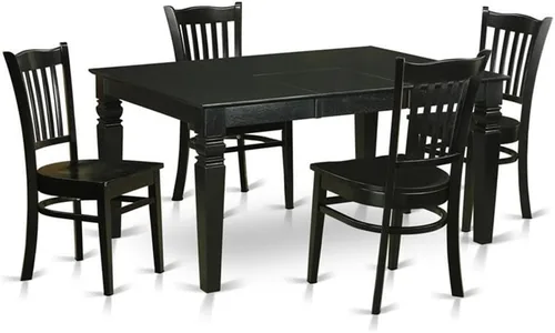 Miniatura 12 de East West Furniture WEGR6D-BLK-W - Juego de mesa de cocina de 6 piezas contiene una mesa de comedor rectangular con hojas de mariposa y 4 sillas
