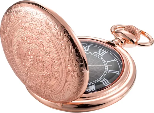 Miniatura 9 de Reloj de bolsillo de cuarzo para hombre con esfera negra y cadena