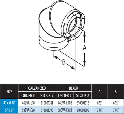Miniatura 2 de Simpson Dura-Vent 46DVA-E90 Duravent - Codo galvanizado de 90 grados, 4 x 6-5/8
