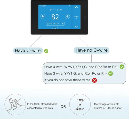 Miniatura 2 de MoesGo Termostato inteligente programable con WiFi para el hogar, no se requiere cable C mediante adaptador de cable C, con sensor remoto de zona