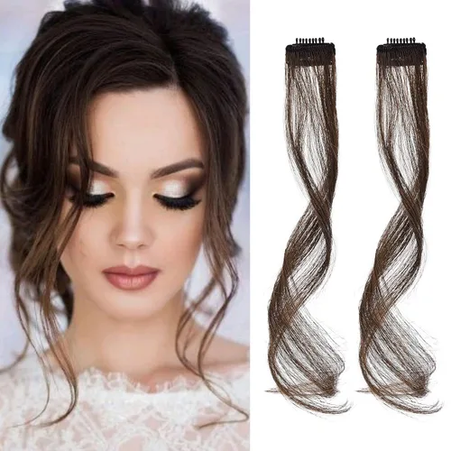 Miniatura 20 de REECHO Flequillos Laterales Largos con Ondas Rizadas, Flequillo de Cortina con Clip, Flequillos Frontales Laterales que Enmarcan el Rostro