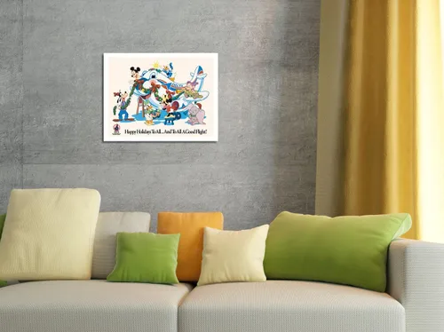 Miniatura 4 de Mickey Mouse y personajes de Disney – Happy Holidays to All – Delta Air Lines (aerolínea oficial de Disney World) – Póster vintage de viaje c.1960s