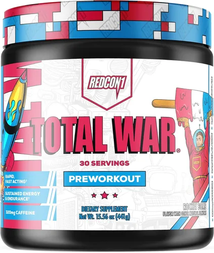 Miniatura 14 de REDCON1 Total War - Suplemento para antes del entrenamiento, Uva - Preentrenamiento con cafeína de acción rápida para hombres + mujeres con beta