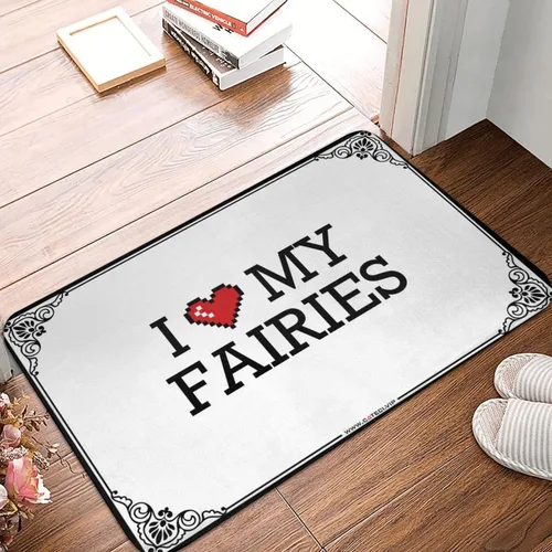 Tapete grande para exteriores con texto en inglés "I Love My Fairies", tapete para puerta exterior, decoración de puerta para dormitorio (color