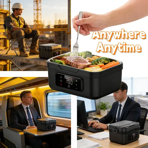Miniatura 3 de Lonchera térmica – Fiambrera eléctrica para alimentos, calentador de alimentos portátil para el trabajo y los viajes, lonchera calentable caliente