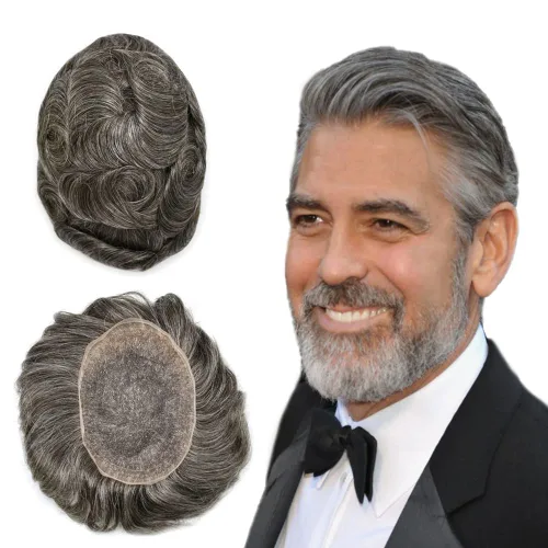 Miniatura 84 de PUNRU HAIR Completo Swiss Lace Toupee para hombres Sistema de cabello humano real Sistema de reemplazo de cabello humano para hombre Toupee