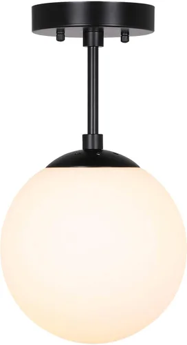 Miniatura 6 de XiNBEi Lighting Lámpara de techo semiempotrada con 1 luz, luz de techo semiempotrada, acabado negro mate para sala de estar y comedor XB-SF1211-MBK