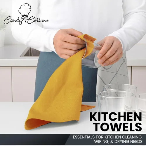 Miniatura 4 de Toallas de cocina de algodón clásico amarillo mostaza, para secar pintura en aerosol, sublimación, bordado, costura de 18 x 28 pulgadas, sin
