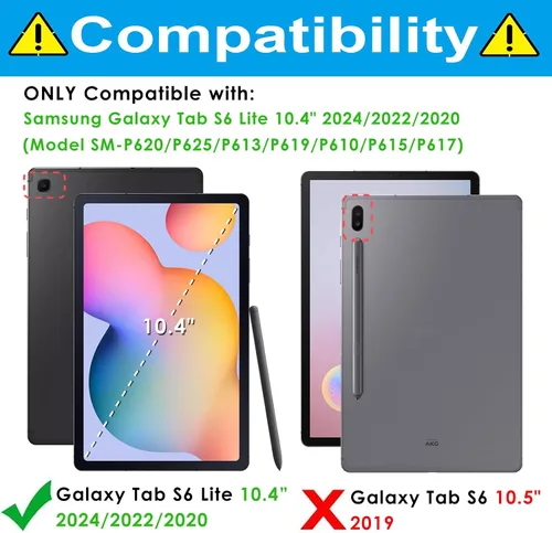 Miniatura 2 de DETUOSI Funda para Samsung Galaxy Tab S6 Lite de 10.4" 2024/2022/2020 con correa para el hombro, lápiz capacitivo, funda de silicona suave