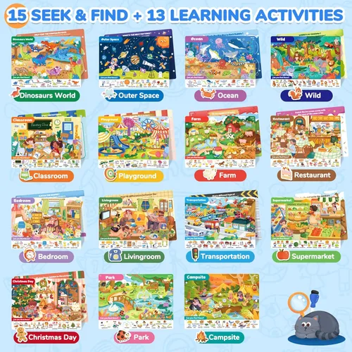 Miniatura 4 de Libros de juegos JoyCat Seek & Find - Actividad de aprendizaje preescolar para niños pequeños y niños de 3 a 5 años, juguetes de actividades