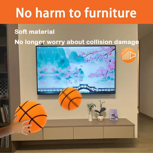 Miniatura 6 de Pelota de baloncesto silenciosa Tamaño Regalo Embalaje Cumpleaños Bola de espuma para interiores Naranja Dribbling silencioso para entrenamiento