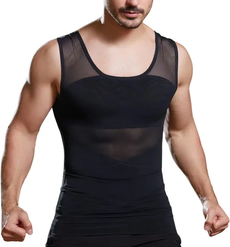 Miniatura 7 de ISUP Mens Compression Shirt Slimming Undershirt Shapewear Body Shaper Chest Compression Tummy Control Tank Top