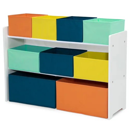 Miniatura 11 de Delta Children - Organizador de juguetes de lujo con contenedores de almacenamiento, certificado Greenguard Gold, blanco con contenedores azul