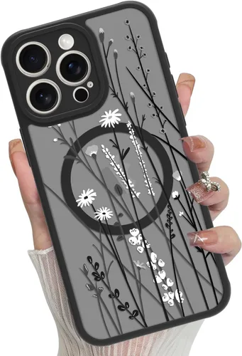 Miniatura 10 de Funda magnética para iPhone 17 Pro [compatible con MagSafe], bonita funda de moda con estampado de leopardo negro, translúcida, mate, parte trasera