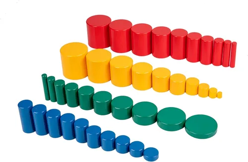 Miniatura 4 de Montessori Bloques de cilindros de color de madera sin pomos, bloques de arreglos apilados para juegos de bebé, juguetes apilables para niños