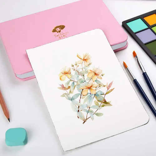 Miniatura 7 de Paul Rubens Bloque de papel para acuarela, cubierta de cuero premium de calidad artística, papel prensado en caliente para acuarelas y medios Bloque