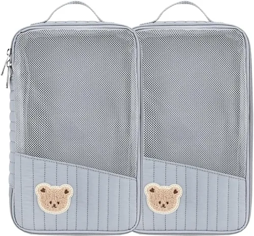 Bolsas organizadoras para pañales para bebé, paquete de 2 bolsas impermeables para colgar pañales, bolsa de malla de oso de conejo, reutilizable,