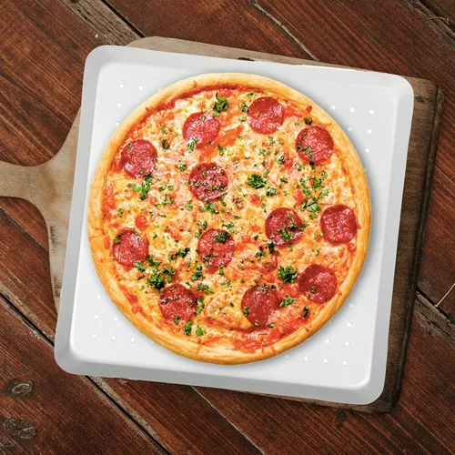 Miniatura 9 de Yardwe Bandeja para hornear pizza cuadrada de aluminio perforado de 9.05 pulgadas con profundidad de 0.78 pulgadas para pizzas crujientes horneadas