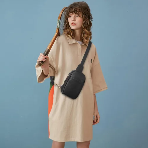 Miniatura 6 de Telena Riñonera pequeña para mujer, de cuero, cangureras, bolsa de pecho para mujer