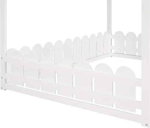 Miniatura 7 de Harper & Bright Designs Cama de casa de tamaño matrimonial para niños, cama Montessori con rieles en forma de valla, marco de cama de tienda