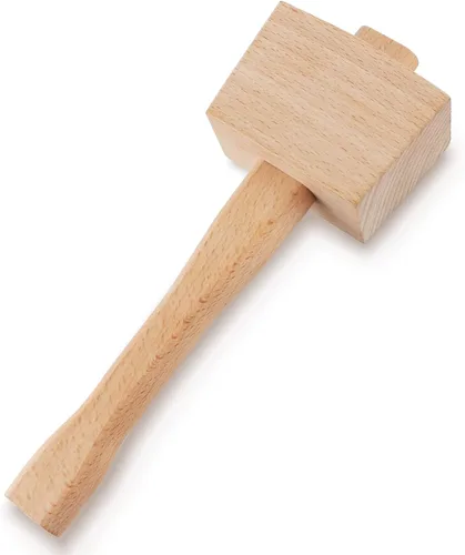 Miniatura 2 de Mazo de madera de 9.6 pulgadas, martillo de hielo de madera de haya maciza, herramienta de mano de carpintero sin daños para carpintería, tallado
