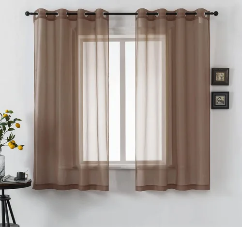 Miniatura 16 de DUALIFE Cortinas Amarillas de 72 Pulgadas de Largo para Dormitorio Juego de 2 Paneles con Ojales Ventana Semi Voile Filtrado de Luz Cortinas
