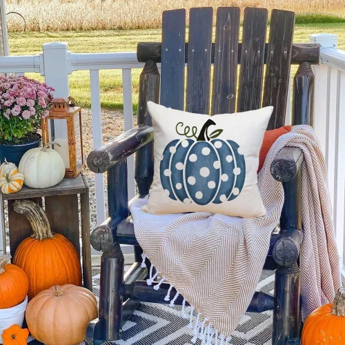 Miniatura 5 de RABUSOFA Dark Blue Polka Dot Pumpkin Fall Pillow Covers,Seasonal Autumn Thanksgiving Decorative Throw Pillows Fall Decorations for Home Couch Decor