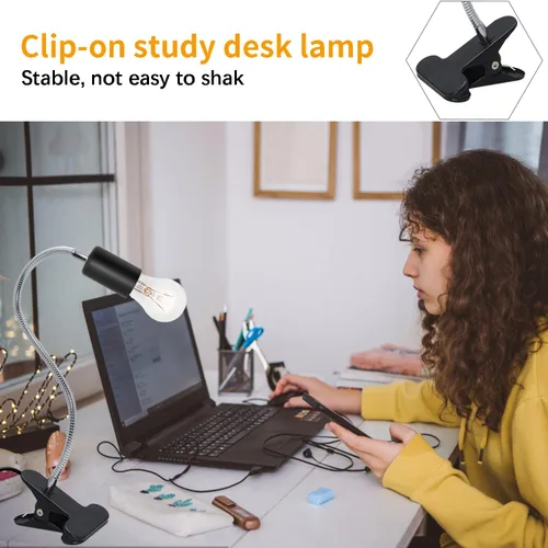 Miniatura 6 de Lámpara de Escritorio con Clip Portalámparas Paquete de 2 Soporte de Lámpara Flexible de Cuello de Cisne con Clip e Interruptor con Enchufes Luz