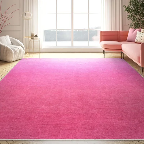 Miniatura 7 de Well Woven Apollo - Alfombra lavable de 3 pies 3 pulgadas x 5 pies, círculos modernos color rosa intenso, para sala de estar, dormitorio y oficina