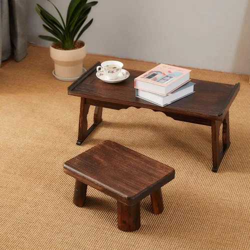 Miniatura 8 de Taburete de madera, taburete rectangular para mesita de noche, escalera para cocina y baño, taburete reposapiés debajo del escritorio, súper