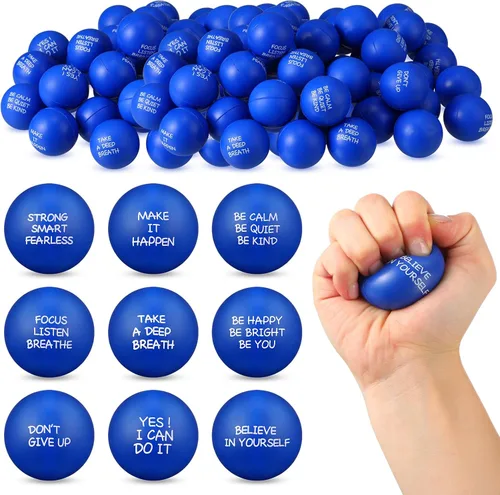 Shappy 54 bolas inspiradoras para aliviar el estrés, bolas motivacionales para el estrés, bolas de poliuretano a granel para adultos, terapia