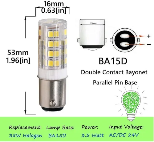 Miniatura 2 de para máquina de coser Kenmore, Singer 15-66, 99, 201, 221, 222, 401, base de bayoneta de doble contacto, luz BA15D, luz AC110-130 voltios, 35 W