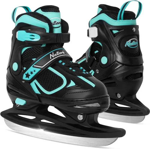 Miniatura 8 de Nattork Patines de hielo para niños, niños y niñas, patines ajustables de hockey con cordones, acolchado suave y soporte de tobillo reforzado