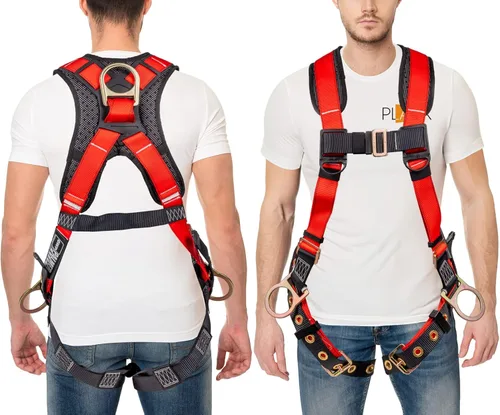 Miniatura 9 de Palmer Safety - Arnés de seguridad de cuerpo completo con ajuste de 5 puntos, anillo en D dorsal, piernas con ojales, dos anillos en D laterales e