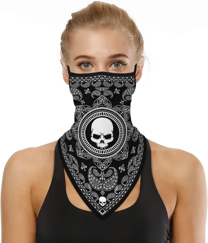 Miniatura 24 de YAYOUREL Polaina para el cuello, bandanas para hombres y mujeres, cubierta de bufanda para la cara con rayos UV, con agujero para las orejas
