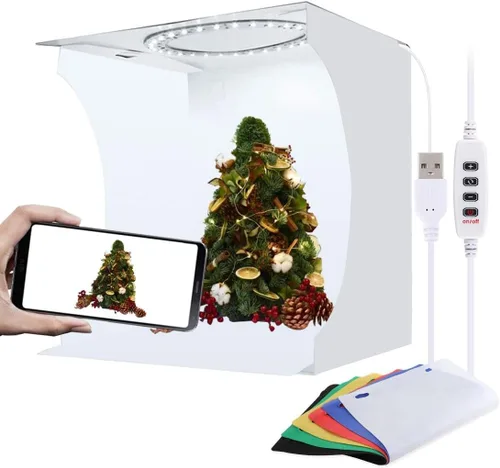 Miniatura 13 de Caja de luz, PULUZ 11.8"/30cm Caja de luz para estudio fotográfico, caja de luz portátil con brillo ajustable, caja de luz profesional plegable