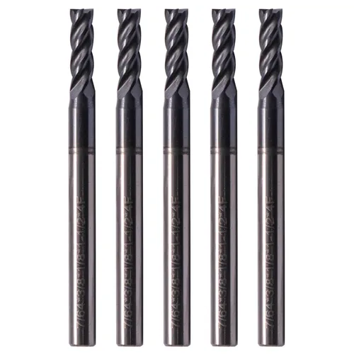 Miniatura 10 de BestParts 5 fresas cuadradas de carburo sólido de alto rendimiento, revestimiento AlTiN, 4 flautas, hélice de 30 grados, diámetro de corte de 1/2