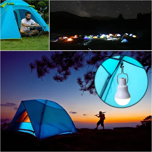 Miniatura 7 de Bombilla de Luz Solar Portátil 350LM Luz de Camping con Energía Solar Linterna LED para Exteriores para Lámpara Luz Senderismo Pesca Tienda