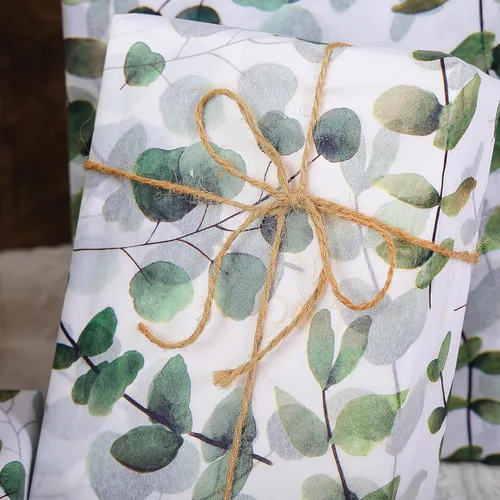 Miniatura 6 de 100 hojas de papel de seda de eucalipto reciclable vegetación botánica bolsa de embalaje para bodas, cumpleaños, duchas, manualidades, decoración