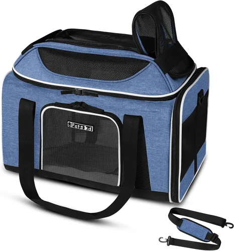 Miniatura 19 de Petskd Transportador de mascotas extensible superior de 17 x 11 x 9.5 pulgadas, aprobado por aerolíneas de Alaska, transportador de lados suaves
