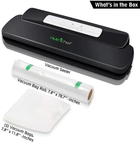 Miniatura 2 de NutriChef Máquina automática selladora al vacío de mano – Simple y compacta para ahorrar comida fresca – Sistema de sellado al vacío con paquete