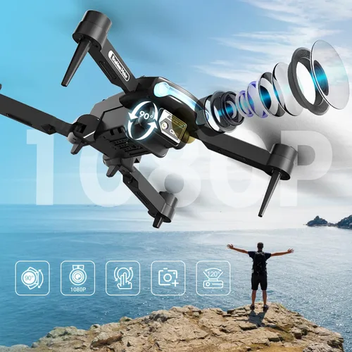 Miniatura 5 de Dron con cámara para adultos 1080P HD, mini dron con evitar obstáculos 50 minutos de tiempo de vuelo largo, cuadricóptero RC plegable con motor sin