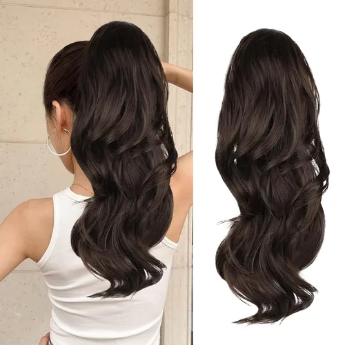 Miniatura 21 de Extensión de cola de caballo rubio, extensión de cola de caballo con cordón de 20 pulgadas para mujeres, extensiones de cabello de cola de caballo