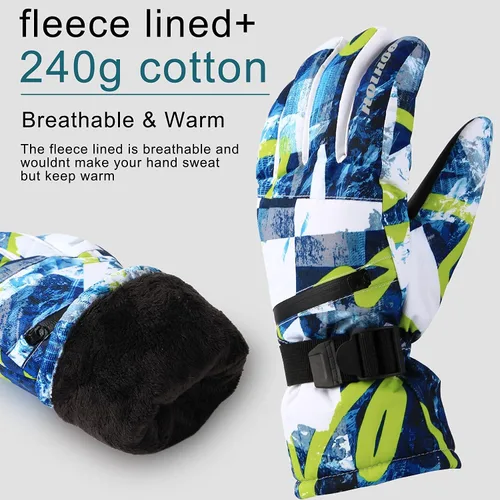 Miniatura 6 de HOIHOO Ski Gloves, Waterproof Snow Gloves -30 Winter Gloves for Cold Weather Touchscreen Snowboard Gloves Warm for Men Women