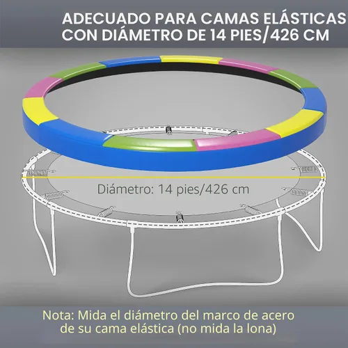 Miniatura 3 de Soozier Funda de resorte para cama elástica de 12 pies/14 pies, repuesto de almohadilla de seguridad para cama elástica, impermeable y resistente a
