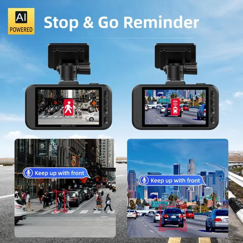 Miniatura 2 de Miofive - Cámara para auto de 4K de resolución, WiFi, Bluetooth, cámara de tablero con GPS, pantalla IPS de 3 pulgadas, visión nocturna, grabación