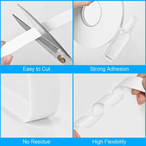 Miniatura 4 de Cinta adhesiva de espuma de doble cara 0.39 pulgadas x 5 metros, cinta adhesiva resistente para montaje, tiras adhesivas fuertes impermeables