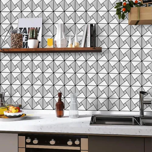 Miniatura 5 de Vamos Tile Azulejo para salpicaduras de despegar y pegar, azulejos de metal para salpicaduras de cocina y baño, molino de viento plateado