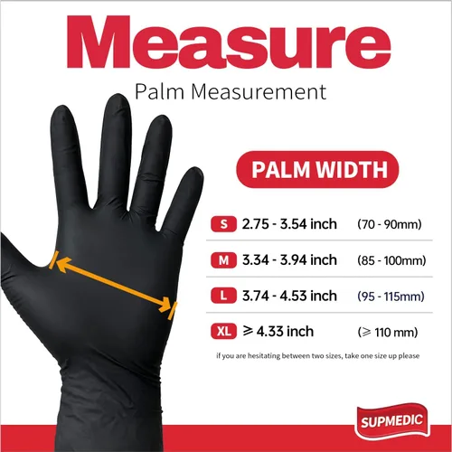 Miniatura 7 de Supmedic Disposable Nitrile Gloves, 5Mil Chemical Resistant Powder-Free Latex-Free Glove Exam Cook Tattoo, Black Blue 100Pcs (Negro) Small